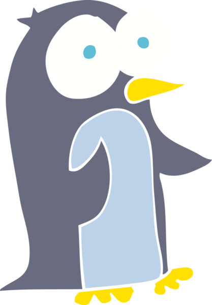 Bir insan tarafından çizilen düz renkli penguen çizimi