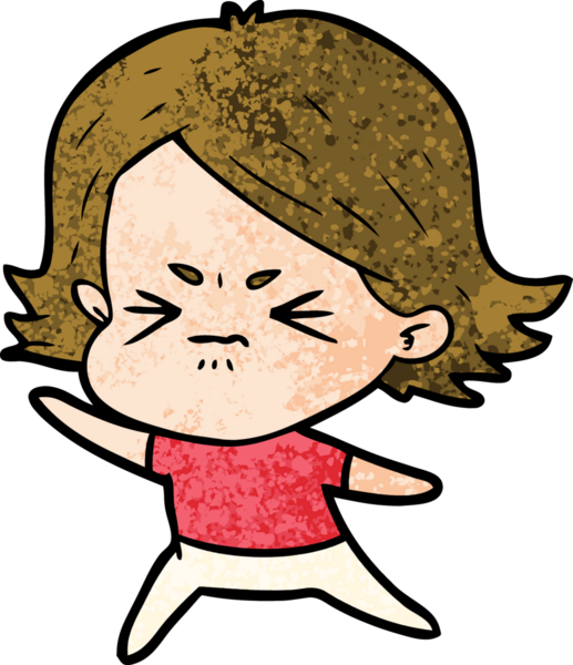 Bir insan tarafından çizilmiş kızgın bir kız.