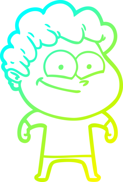 Bir insan tarafından çizilmiş mutlu bir adamın soğuk çizgi çizimi.