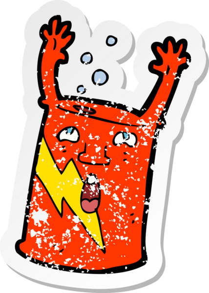 Bir insan tarafından çizilmiş bir karikatür soda kutusunun gerilimli yapıştırması.