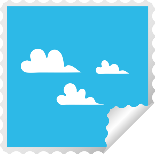 Bir insan tarafından çizilmiş bir bulutun kare soyulmuş çıkartması.