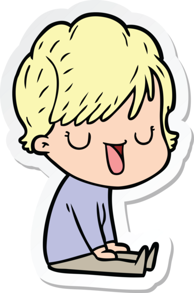 Bir insan tarafından çizilmiş bir karikatür kadının çıkartması.