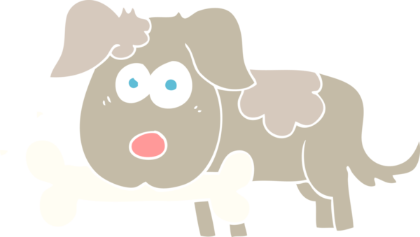 Bir insan tarafından çizilmiş kemikli köpeğin düz renk çizimi