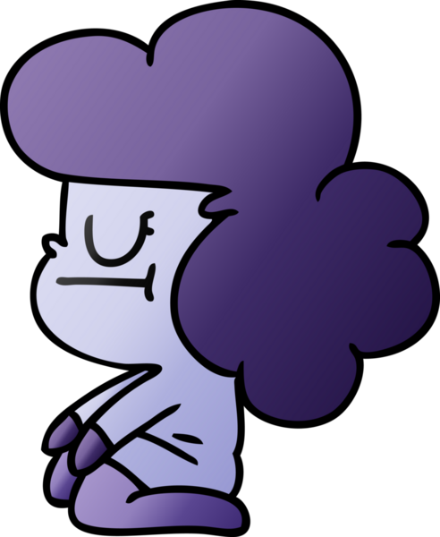 Bir insan tarafından çizilmiş kawaii uzaylı bir kızın serbest çizim çizimi.