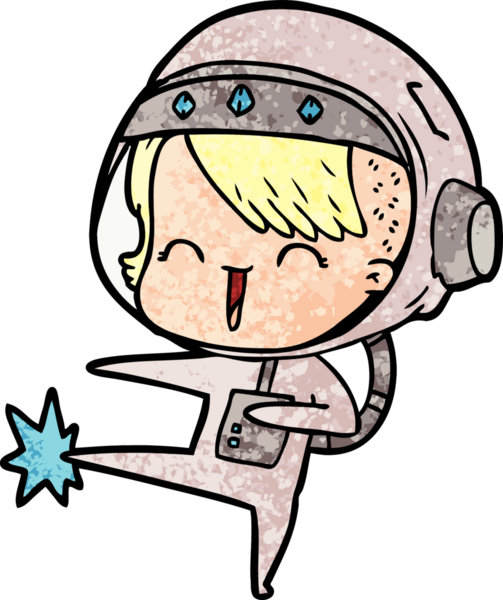 Bir insan tarafından çizilmiş mutlu uzay kızı çizimi