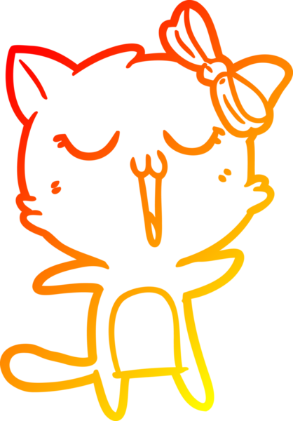 Bir insan tarafından çizilmiş çizgi film kedisinin sıcak çizgi çizimi