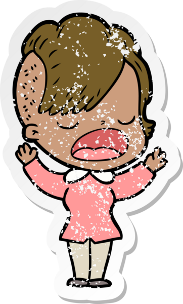 Bir insan tarafından çizilmiş havalı bir hippi kızın karikatür çıkartması.