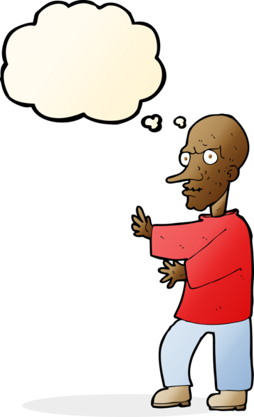 Bir insan tarafından çizilmiş düşünce baloncuğu olan bir adam.