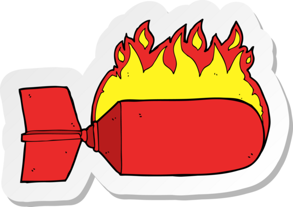 Bir insan tarafından çizilmiş bir karikatür bombasının çıkartması.