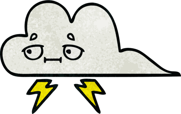 Bir insan tarafından çizilmiş bir gök gürültüsü bulutunun retro grunge desen çizimi