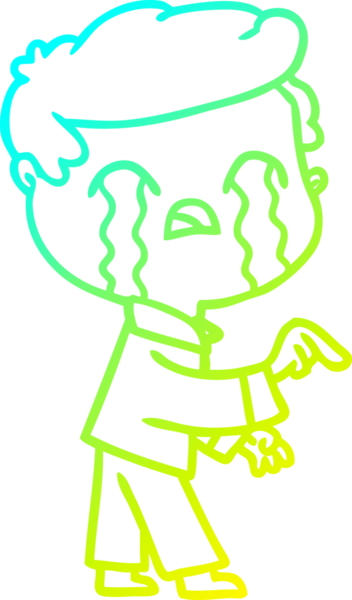 Bir insan tarafından çizilmiş ağlayan bir çizgi film karakteri çizimi.