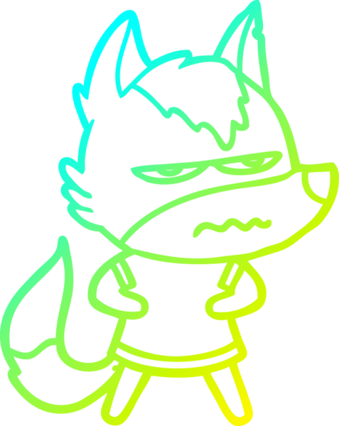 Bir insan tarafından çizilmiş, kızgın bir kurdun soğuk çizgi çizimi.