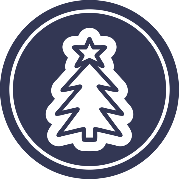Noel ağacı dairesel simgesi bir insan tarafından çizilmiş.