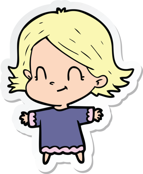 Bir insan tarafından çizilmiş, karikatür dostu bir kızın çıkartması.