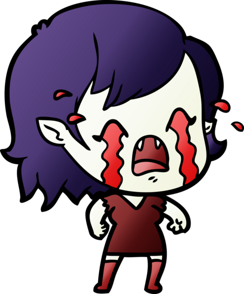 Bir insan tarafından çizilmiş ağlayan vampir kız çizgi filmi.