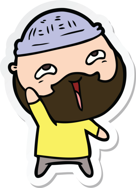 Bir insan tarafından çizilmiş mutlu sakallı bir adamın çıkartması.