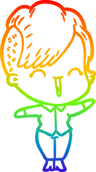 Gökkuşağı gradyan çizgi çizimi Bir insan tarafından çizilmiş mutlu hippi kız