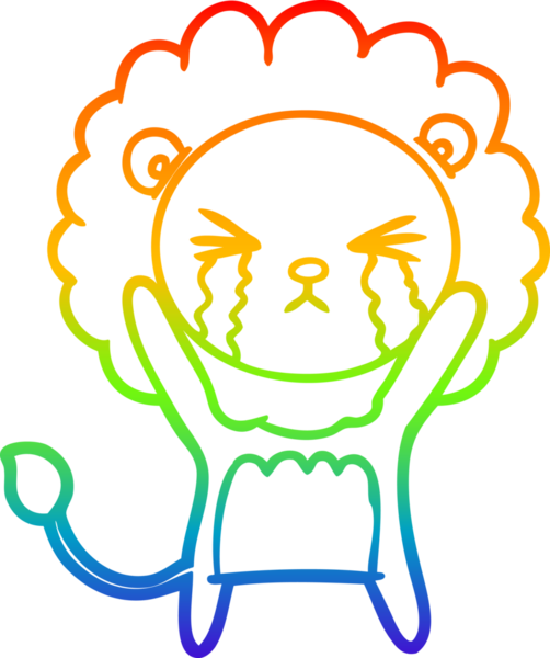 Bir insan tarafından çizilmiş ağlayan bir aslanın çizgi çizimi.