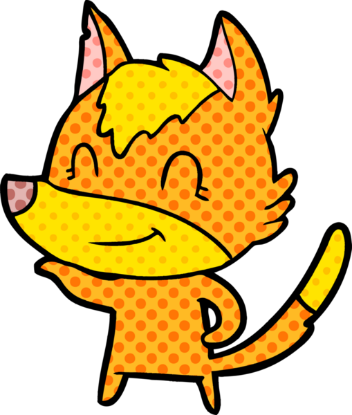 Bir insan tarafından çizilmiş tilki çizgi film karakteri