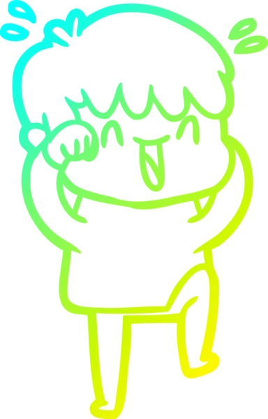 Bir insan tarafından çizilmiş gülen bir çizgi film karakteri çizimi.