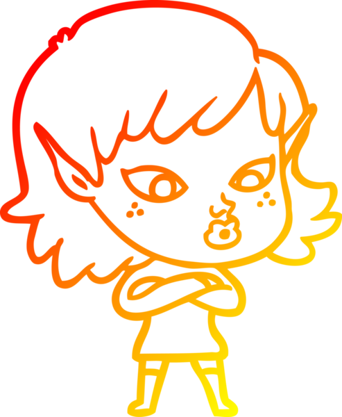 Bir insan tarafından çizilmiş güzel bir elf kızı çizimi.