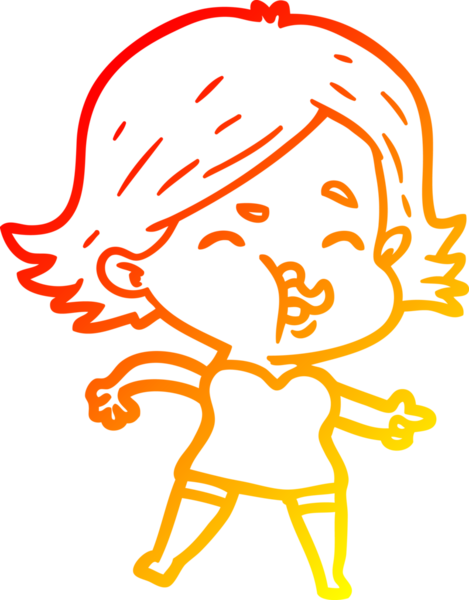 Bir insan tarafından çizilmiş bir çizgi film kızının sıcak çizgi çizimi.