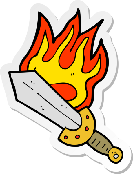 Bir insan tarafından çizilmiş yanan bir kılıcın çıkartması.