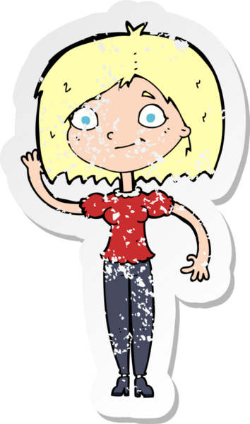 Bir insan tarafından çizilmiş bir karikatür kadının gerilmiş çıkartması.