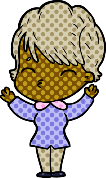 Bir insan tarafından çizilmiş bir çizgi film kadını.