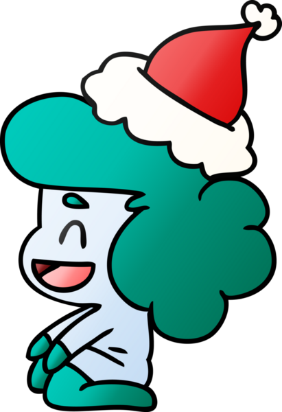 Bir insan tarafından çizilmiş Kawai hayaletinin el çizimi gradyan çizgi filmi.