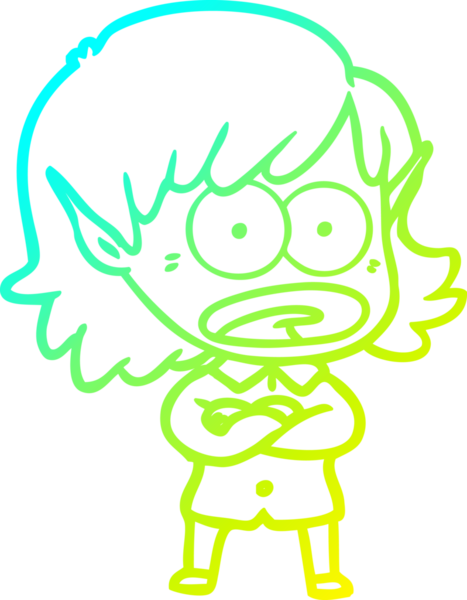 Bir çizgi film karakteri çizimi bir insan tarafından çizilmiş bir elf kızı şok etti.