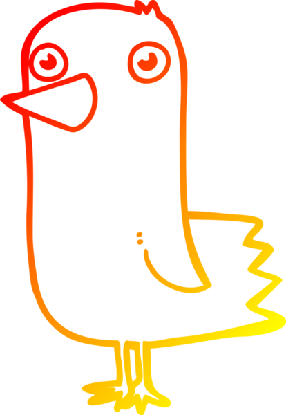 Bir insan tarafından çizilmiş çizgi film kuşunun sıcak gradyan çizimi