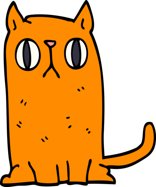 Bir insan tarafından çizilmiş komik bir kedi.