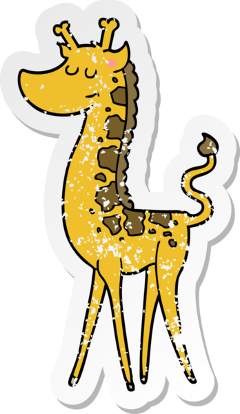 Bir insan tarafından çizilmiş karikatür zürafasının sıkıntılı çıkartması.