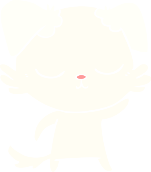 Bir insan tarafından çizilmiş şirin düz renkli çizgi film köpeği.