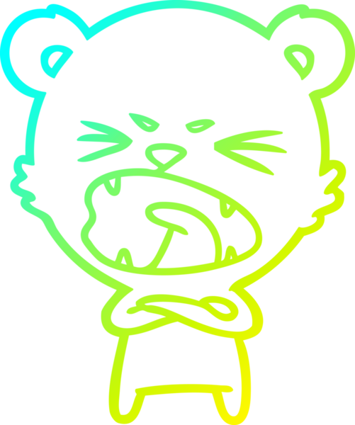 Bir insan tarafından çizilmiş kızgın bir kutup ayısının soğuk çizgi çizimi.