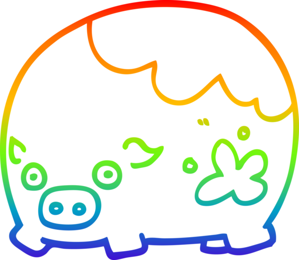 Gökkuşağı gradyan çizgi çizimi Bir insan tarafından çizilmiş pis domuz