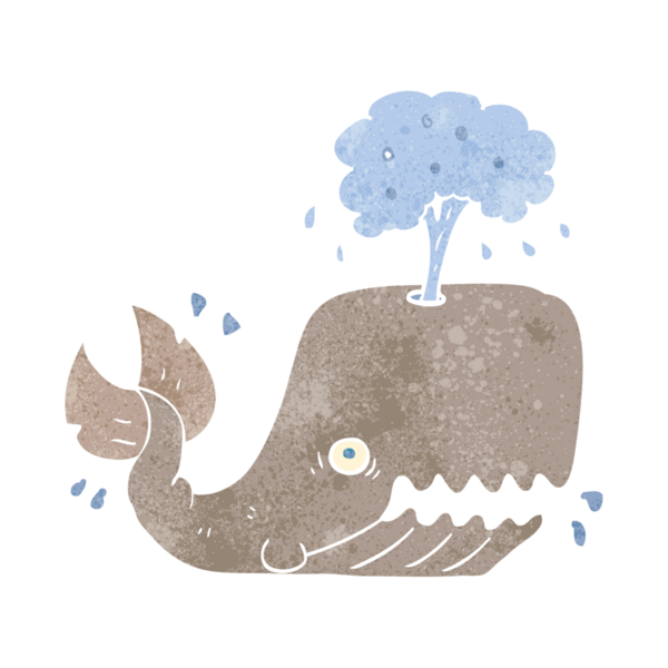 Bir insan tarafından çizilen serbest çekim retro karikatür balinası.