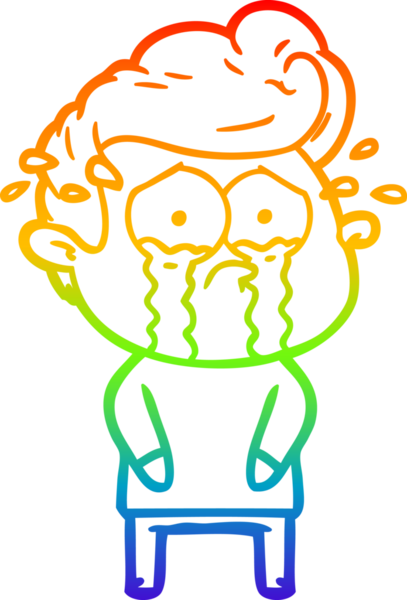 Bir insan tarafından çizilmiş ağlayan bir adamın çizdiği gökkuşağı gradyan çizgisi.