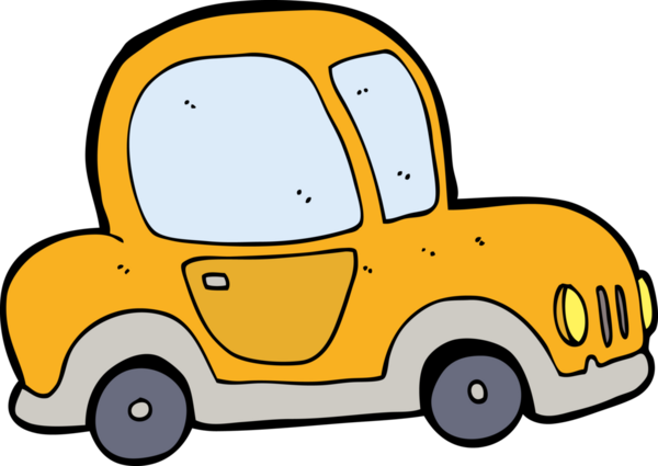 Bir insan tarafından çizilmiş çizgi film arabası.