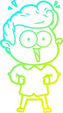 Bir insan tarafından çizilmiş, heyecanlı bir çizgi film çizimi.