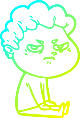 Bir insan tarafından çizilmiş kızgın bir adamın soğuk çizgi çizimi.