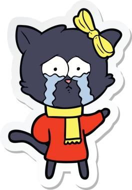 Bir insan tarafından çizilmiş çizgi film kedisinin çıkartması.