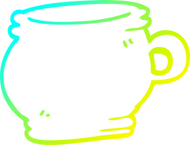 Bir insan tarafından çizilmiş bir karikatür bardağının soğuk gradyan çizgisi.