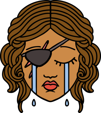 Retro Dövme Tarzı Ağlayan İnsan Haydut Karakteri