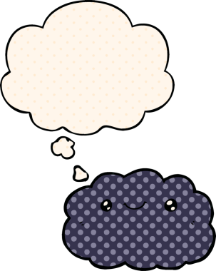 Çizgi roman tarzında bir insan tarafından çizilmiş düşünce baloncuğu olan çizgi film bulutu