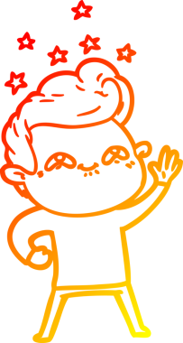 Bir insan tarafından çizilmiş, heyecanlı bir çizgi film çizimi.