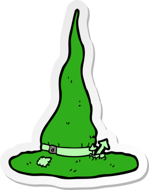 Bir insan tarafından çizilmiş garip cadı şapkasının çıkartması.