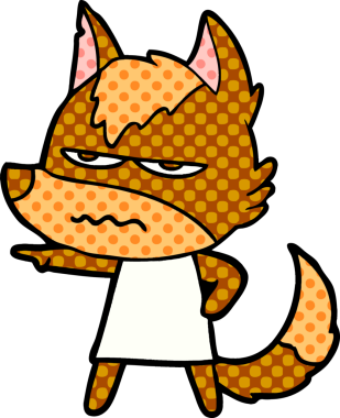 Bir insan tarafından çizilmiş tilki çizgi film karakteri