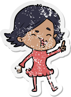 Bir insan tarafından çizilmiş karikatür kızının sıkıntılı çıkartması.